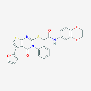 molecular formula C26H19N3O5S2 B383275 N-(2,3-dihydro-1,4-benzodioxin-6-yl)-2-[5-(furan-2-yl)-4-oxo-3-phenylthieno[2,3-d]pyrimidin-2-yl]sulfanylacetamide CAS No. 379241-30-2