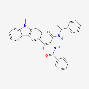 molecular formula C31H27N3O2 B3832774 N-[(E)-1-(9-methylcarbazol-3-yl)-3-oxo-3-(1-phenylethylamino)prop-1-en-2-yl]benzamide 