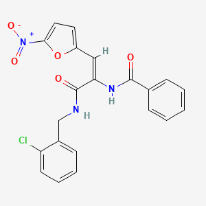 molecular formula C21H16ClN3O5 B3832792 N-[(E)-3-[(2-chlorophenyl)methylamino]-1-(5-nitrofuran-2-yl)-3-oxoprop-1-en-2-yl]benzamide 
