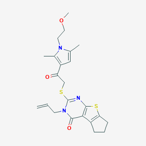 10-({2-[1-(2-methoxyethyl)-2,5-dimethyl-1H-pyrrol-3-yl]-2-oxoethyl}sulfanyl)-11-(prop-2-en-1-yl)-7-thia-9,11-diazatricyclo[6.4.0.0^{2,6}]dodeca-1(8),2(6),9-trien-12-one