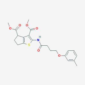 molecular formula C22H25NO6S B383292 dimethyl 2-[4-(3-methylphenoxy)butanoylamino]-5,6-dihydro-4H-cyclopenta[b]thiophene-3,4-dicarboxylate CAS No. 385424-68-0