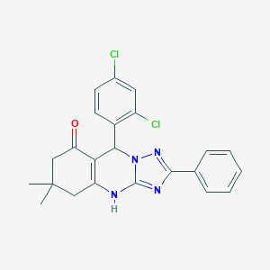 molecular formula C23H20Cl2N4O B383297 9-(2,4-dichlorophenyl)-6,6-dimethyl-2-phenyl-5,6,7,9-tetrahydro[1,2,4]triazolo[5,1-b]quinazolin-8(4H)-one 