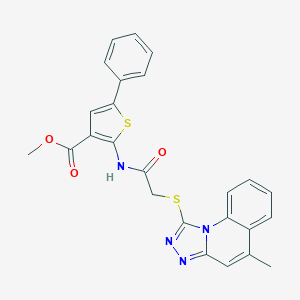 molecular formula C25H20N4O3S2 B383322 Methyl 2-[[2-[(5-methyl-[1,2,4]triazolo[4,3-a]quinolin-1-yl)sulfanyl]acetyl]amino]-5-phenylthiophene-3-carboxylate CAS No. 442865-55-6