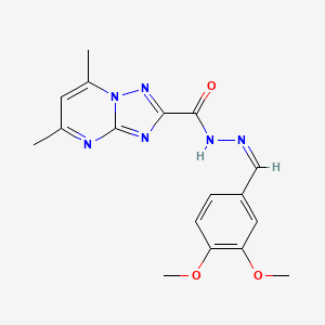 molecular formula C17H18N6O3 B3833348 N'-(3,4-dimethoxybenzylidene)-5,7-dimethyl[1,2,4]triazolo[1,5-a]pyrimidine-2-carbohydrazide 