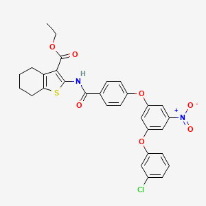 molecular formula C30H25ClN2O7S B3833360 ethyl 2-({4-[3-(3-chlorophenoxy)-5-nitrophenoxy]benzoyl}amino)-4,5,6,7-tetrahydro-1-benzothiophene-3-carboxylate 