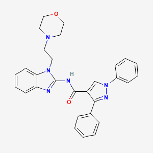 molecular formula C29H28N6O2 B3833497 N-[1-(2-MORPHOLINOETHYL)-1H-1,3-BENZIMIDAZOL-2-YL]-1,3-DIPHENYL-1H-PYRAZOLE-4-CARBOXAMIDE 