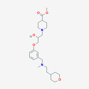 molecular formula C25H40N2O5 B3833516 Methyl 1-[2-hydroxy-3-[3-[[methyl-[2-(oxan-4-yl)ethyl]amino]methyl]phenoxy]propyl]piperidine-4-carboxylate 