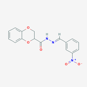 molecular formula C16H13N3O5 B3833562 N'-[(E)-(3-nitrophenyl)methylidene]-2,3-dihydro-1,4-benzodioxine-2-carbohydrazide 