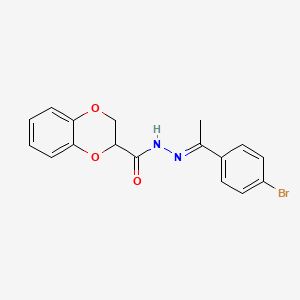 molecular formula C17H15BrN2O3 B3833600 N-[(E)-1-(4-bromophenyl)ethylideneamino]-2,3-dihydro-1,4-benzodioxine-3-carboxamide 
