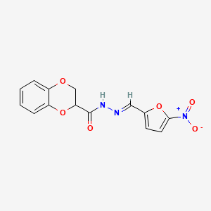molecular formula C14H11N3O6 B3833601 N'-[(E)-(5-nitrofuran-2-yl)methylidene]-2,3-dihydro-1,4-benzodioxine-2-carbohydrazide 