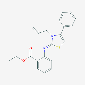molecular formula C21H20N2O2S B383362 (Z)-ethyl 2-((3-allyl-4-phenylthiazol-2(3H)-ylidene)amino)benzoate CAS No. 327072-18-4