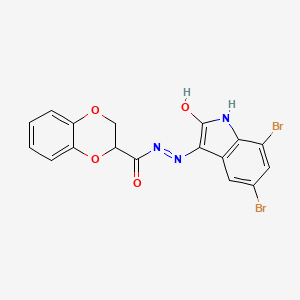 molecular formula C17H11Br2N3O4 B3833639 N'-[(3E)-5,7-DIBROMO-2-OXO-2,3-DIHYDRO-1H-INDOL-3-YLIDENE]-2,3-DIHYDRO-1,4-BENZODIOXINE-2-CARBOHYDRAZIDE 