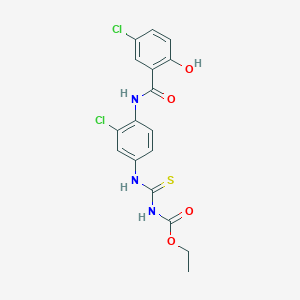 molecular formula C17H15Cl2N3O4S B3833679 ethyl [({3-chloro-4-[(5-chloro-2-hydroxybenzoyl)amino]phenyl}amino)carbonothioyl]carbamate 