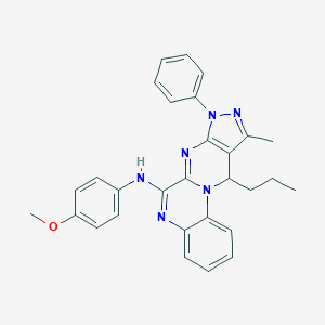 molecular formula C29H28N6O B383373 N-(4-methoxyphenyl)-15-methyl-13-phenyl-17-propyl-1,8,11,13,14-pentazatetracyclo[8.7.0.02,7.012,16]heptadeca-2,4,6,8,10,12(16),14-heptaen-9-amine 