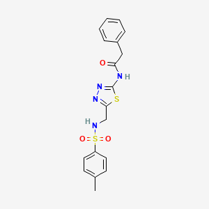 molecular formula C18H18N4O3S2 B3833746 N-[5-[[(4-methylphenyl)sulfonylamino]methyl]-1,3,4-thiadiazol-2-yl]-2-phenylacetamide 