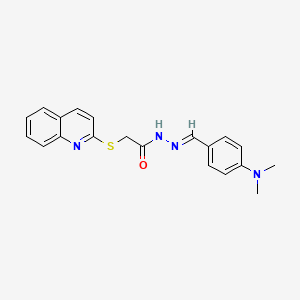 molecular formula C20H20N4OS B3833756 N'-[(E)-[4-(DIMETHYLAMINO)PHENYL]METHYLIDENE]-2-(QUINOLIN-2-YLSULFANYL)ACETOHYDRAZIDE 