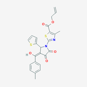 molecular formula C24H20N2O5S2 B383383 prop-2-en-1-yl 2-{3-hydroxy-4-[(4-methylphenyl)carbonyl]-2-oxo-5-(thiophen-2-yl)-2,5-dihydro-1H-pyrrol-1-yl}-4-methyl-1,3-thiazole-5-carboxylate 