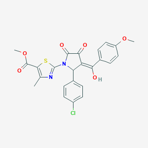 molecular formula C24H19ClN2O6S B383384 methyl 2-[(3E)-2-(4-chlorophenyl)-3-[hydroxy-(4-methoxyphenyl)methylidene]-4,5-dioxopyrrolidin-1-yl]-4-methyl-1,3-thiazole-5-carboxylate CAS No. 384799-05-7