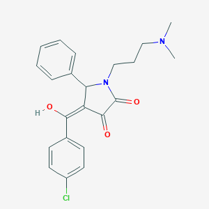 molecular formula C22H23ClN2O3 B383385 4-(4-chlorobenzoyl)-1-[3-(dimethylamino)propyl]-3-hydroxy-5-phenyl-1,5-dihydro-2H-pyrrol-2-one 