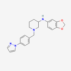 molecular formula C22H24N4O2 B3833862 N-(1,3-benzodioxol-5-yl)-1-[(4-pyrazol-1-ylphenyl)methyl]piperidin-3-amine 