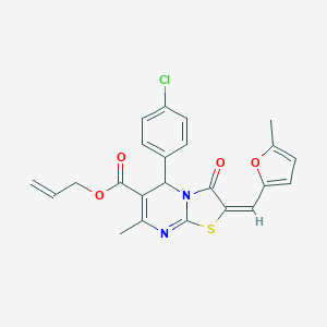 molecular formula C23H19ClN2O4S B383396 allyl 5-(4-chlorophenyl)-7-methyl-2-[(5-methyl-2-furyl)methylene]-3-oxo-2,3-dihydro-5H-[1,3]thiazolo[3,2-a]pyrimidine-6-carboxylate 