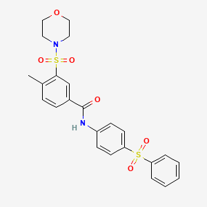 molecular formula C24H24N2O6S2 B3833989 N-[4-(Benzenesulfonyl)phenyl]-4-methyl-3-(morpholine-4-sulfonyl)benzamide 