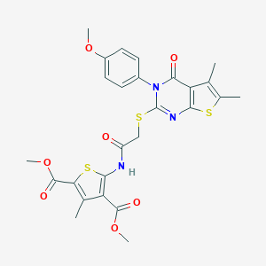 Dimethyl 5-[({[3-(4-methoxyphenyl)-5,6-dimethyl-4-oxo-3,4-dihydrothieno[2,3-d]pyrimidin-2-yl]sulfanyl}acetyl)amino]-3-methyl-2,4-thiophenedicarboxylate