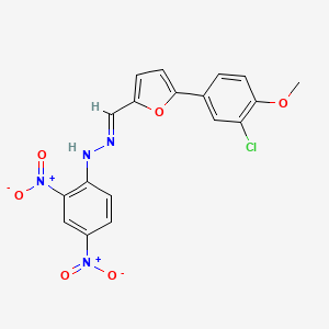 molecular formula C18H13ClN4O6 B3834292 N-[(E)-[5-(3-chloro-4-methoxyphenyl)furan-2-yl]methylideneamino]-2,4-dinitroaniline 