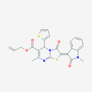 allyl 7-methyl-2-(1-methyl-2-oxo-1,2-dihydro-3H-indol-3-ylidene)-3-oxo-5-(2-thienyl)-2,3-dihydro-5H-[1,3]thiazolo[3,2-a]pyrimidine-6-carboxylate