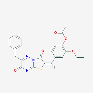 [4-[(E)-(6-benzyl-3,7-dioxo-[1,3]thiazolo[3,2-b][1,2,4]triazin-2-ylidene)methyl]-2-ethoxyphenyl] acetate