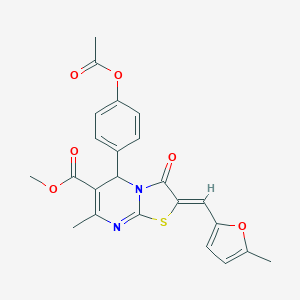 methyl (2Z)-5-(4-acetyloxyphenyl)-7-methyl-2-[(5-methylfuran-2-yl)methylidene]-3-oxo-5H-[1,3]thiazolo[3,2-a]pyrimidine-6-carboxylate