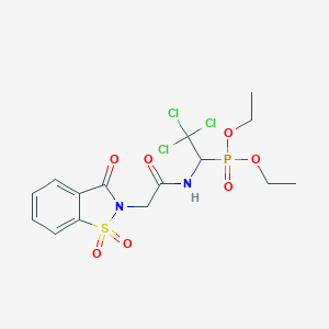 diethyl (2,2,2-trichloro-1-{[(1,1-dioxido-3-oxo-1,2-benzothiazol-2(3H)-yl)acetyl]amino}ethyl)phosphonate