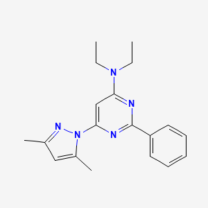 molecular formula C19H23N5 B3834552 6-(3,5-dimethylpyrazol-1-yl)-N,N-diethyl-2-phenylpyrimidin-4-amine 
