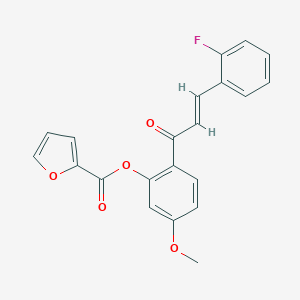 (E)-2-(3-(2-fluorophenyl)acryloyl)-5-methoxyphenyl furan-2-carboxylate