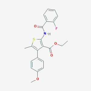 molecular formula C22H20FNO4S B383479 Ethyl 2-(2-fluorobenzamido)-4-(4-methoxyphenyl)-5-methylthiophene-3-carboxylate CAS No. 496028-15-0