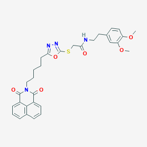 molecular formula C31H32N4O6S B383491 N-[2-(3,4-dimethoxyphenyl)ethyl]-2-({5-[5-(1,3-dioxo-1H-benzo[de]isoquinolin-2(3H)-yl)pentyl]-1,3,4-oxadiazol-2-yl}sulfanyl)acetamide 