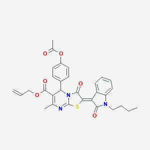 molecular formula C31H29N3O6S B383509 allyl 5-[4-(acetyloxy)phenyl]-2-(1-butyl-2-oxo-1,2-dihydro-3H-indol-3-ylidene)-7-methyl-3-oxo-2,3-dihydro-5H-[1,3]thiazolo[3,2-a]pyrimidine-6-carboxylate 