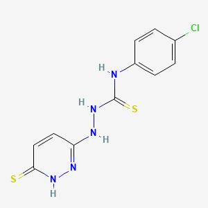 molecular formula C11H10ClN5S2 B3835186 N-(4-chlorophenyl)-2-(6-thioxo-1,6-dihydropyridazin-3-yl)hydrazinecarbothioamide 