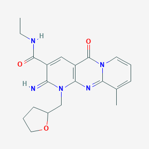 N-Ethyl-6-imino-11-methyl-2-oxo-7-(oxolan-2-ylmethyl)-1,7,9-triazatricyclo[8.4.0.03,8]tetradeca-3(8),4,9,11,13-pentaene-5-carboxamide
