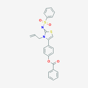 molecular formula C25H20N2O4S2 B383551 4-{3-Allyl-2-[(phenylsulfonyl)imino]-2,3-dihydro-1,3-thiazol-4-yl}phenyl benzoate 