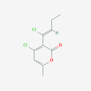 molecular formula C10H10Cl2O2 B3835529 4-chloro-3-[(Z)-1-chlorobut-1-enyl]-6-methylpyran-2-one 