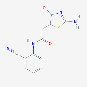 molecular formula C12H10N4O2S B383553 N-(2-cyanophenyl)-2-(2-imino-4-oxo-1,3-thiazolidin-5-yl)acetamide CAS No. 496011-20-2