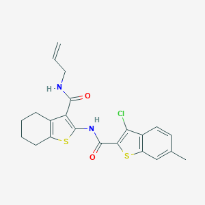 molecular formula C22H21ClN2O2S2 B383562 N-{3-[(allylamino)carbonyl]-4,5,6,7-tetrahydro-1-benzothien-2-yl}-3-chloro-6-methyl-1-benzothiophene-2-carboxamide 