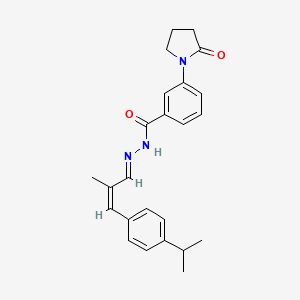 molecular formula C24H27N3O2 B3835718 N-[(E)-[(Z)-2-methyl-3-(4-propan-2-ylphenyl)prop-2-enylidene]amino]-3-(2-oxopyrrolidin-1-yl)benzamide 