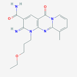 7-(3-Ethoxypropyl)-6-imino-11-methyl-2-oxo-1,7,9-triazatricyclo[8.4.0.0^{3,8}]tetradeca-3(8),4,9,11,13-pentaene-5-carboxamide