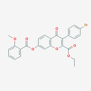 3-(4-Bromophenyl)-2-(ethoxycarbonyl)-4-oxochromen-7-yl 2-methoxybenzoate