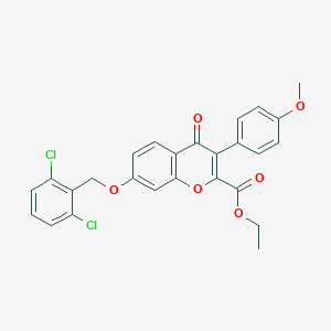 molecular formula C26H20Cl2O6 B383588 ethyl 7-[(2,6-dichlorobenzyl)oxy]-3-(4-methoxyphenyl)-4-oxo-4H-chromene-2-carboxylate CAS No. 577770-38-8