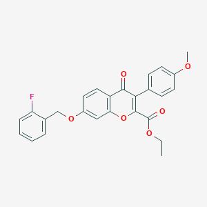 molecular formula C26H21FO6 B383597 ethyl 7-[(2-fluorobenzyl)oxy]-3-(4-methoxyphenyl)-4-oxo-4H-chromene-2-carboxylate CAS No. 578698-36-9