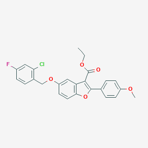 molecular formula C25H20ClFO5 B383601 Ethyl 5-[(2-chloro-4-fluorophenyl)methoxy]-2-(4-methoxyphenyl)-1-benzofuran-3-carboxylate CAS No. 383903-44-4