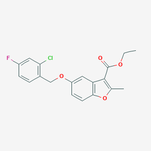 molecular formula C19H16ClFO4 B383614 Ethyl 5-[(2-chloro-4-fluorophenyl)methoxy]-2-methyl-1-benzofuran-3-carboxylate CAS No. 433328-08-6